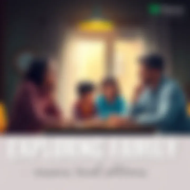 A family sitting at a table, sharing thoughts and reconnecting after a loss, illustrating improved relationships