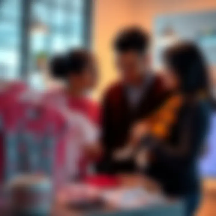 A couple looking at baby clothes and discussing family expansion plans