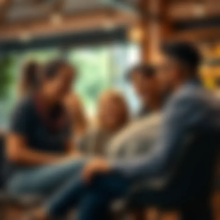 A group of people discussing and laughing about how many children they might have in a casual setting.