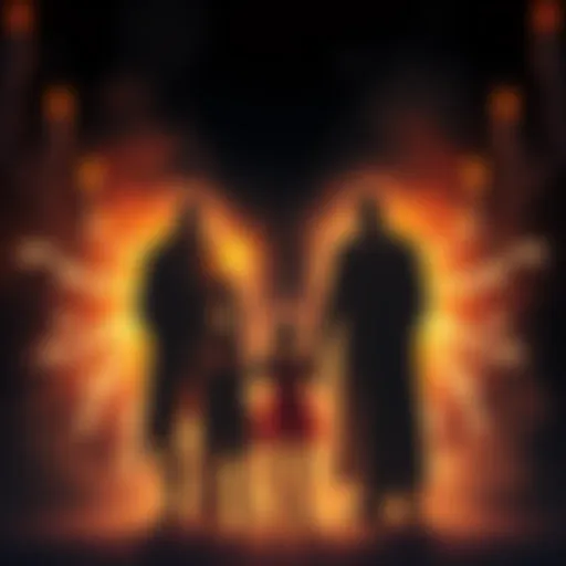A family standing together, holding hands, surrounded by a glowing protective aura.