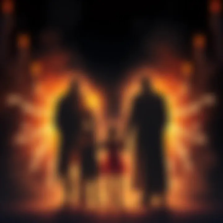 A family standing together, holding hands, surrounded by a glowing protective aura.