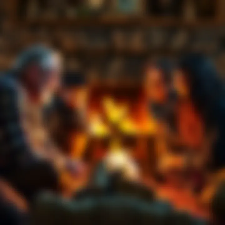 A Gaelic family gathered around a cozy fireplace, discussing their dreams and heritage, with a mix of joy and curiosity on their faces.