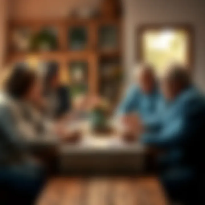 A family gathered around a table, sharing stories and memories, reflecting on love and loss.