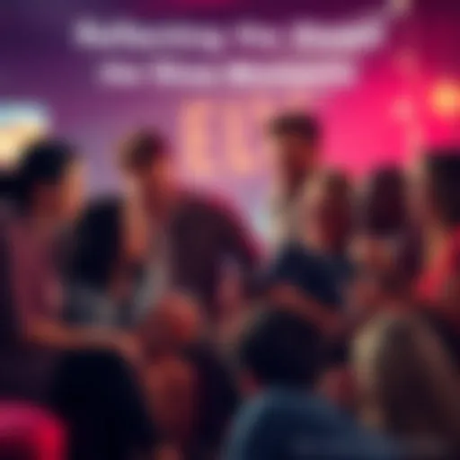 Group of fans sharing memories from their favorite episodes of the show while discussing together in a lively setting.