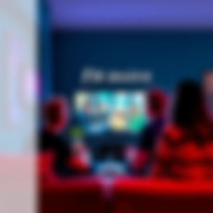 A group of fans gathered around a television, watching Friends and discussing Josh's claim of being an extra on the show.
