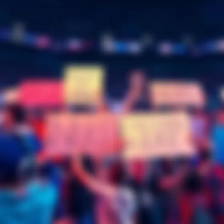 Fans holding signs and cheering, showing their support for Nuke, who has been absent for a while.