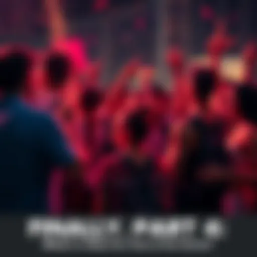 A group of excited fans discussing their favorite moments from Part 4 of the series