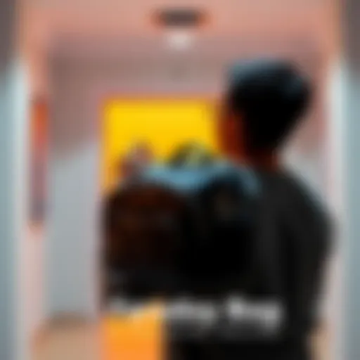 A user holding a Faraday bag in a bright room, showcasing its protective features