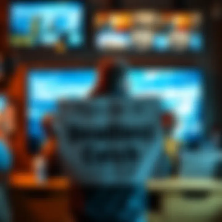 A fan holding a sign that says goodbye to Deadliest Catch while standing in front of a television showing scenes from the show