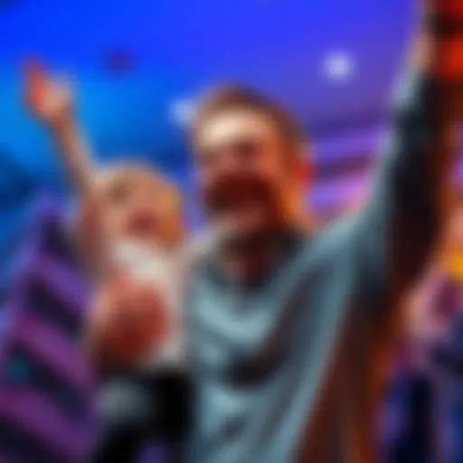 A happy father and child celebrating together with joy after achieving a financial goal