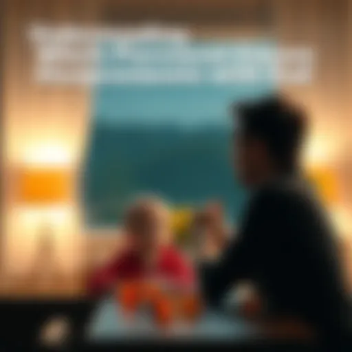 A father and child sitting at a table, engaged in a conversation, looking thoughtful and concerned about their disagreements.