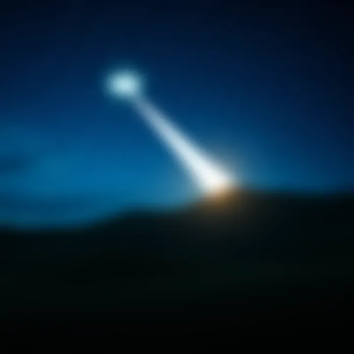 Fatima Prophecy and UFOs A bright light shines in the night sky over a serene landscape, symbolizing UFO sightings and spiritual experiences at Fatima in 1917.