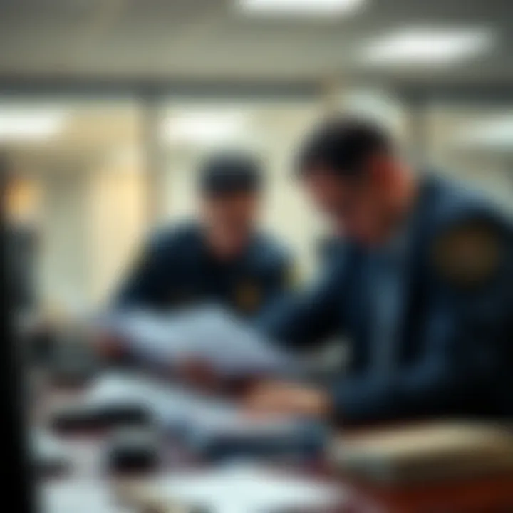 FBI agents examining files related to the Epstein case in a secure office setting