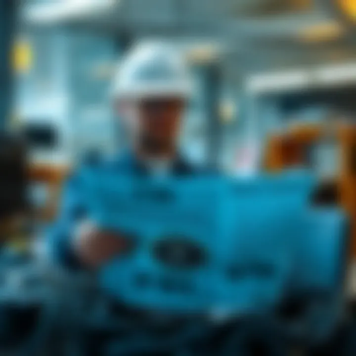 A defense contractor reviewing a flyer from the FBI about unmanned aerial threats to national security in an office setting.