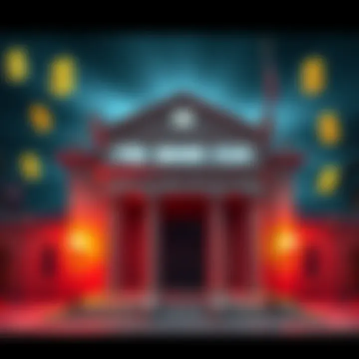 A graphic showing a bank building with dollar signs, symbolizing a bank account linked to FBI Director Robert Mueller.