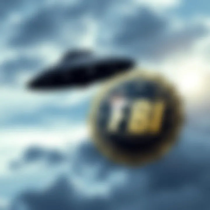 FBI logo next to an illustration of a UFO in the sky