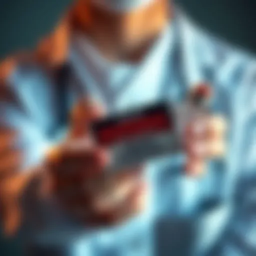 A healthcare professional holding a COVID vaccine with a warning label about heart damage