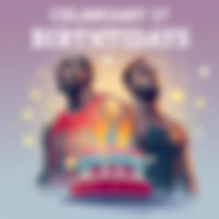 An illustration of two famous athletes, Michael Jordan and David Goggins, showcasing their achievements and significance of their February 17 birthdays through stars and a birthday cake.