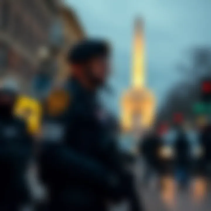 Federal agents stopping citizens on the streets of Washington D.C. during martial law.