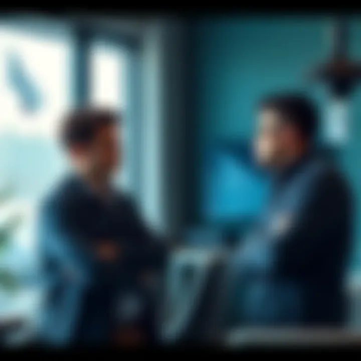A federal investigator questions a young man in a casual setting, representing concerns about a job resignation in Alabama.