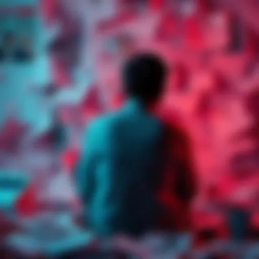 A person sitting alone, looking stressed, surrounded by social invitations and a calendar filled with plans.