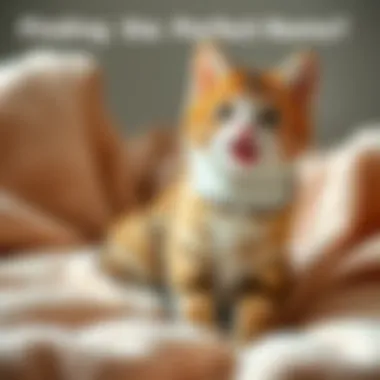 A playful female cat sitting on a soft blanket, ready to be named.