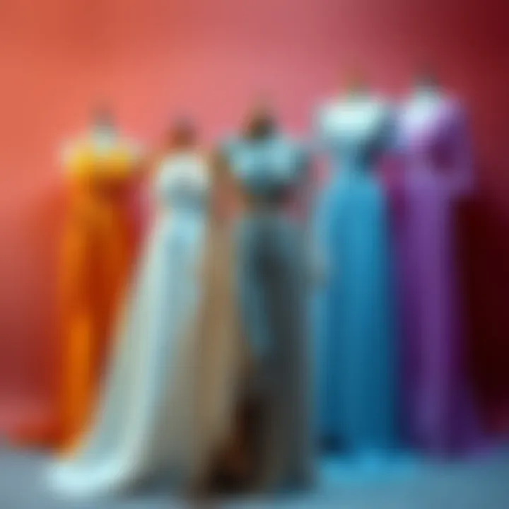 A selection of dresses representing different zodiac signs, showcasing unique styles and colors that reflect astrological traits.