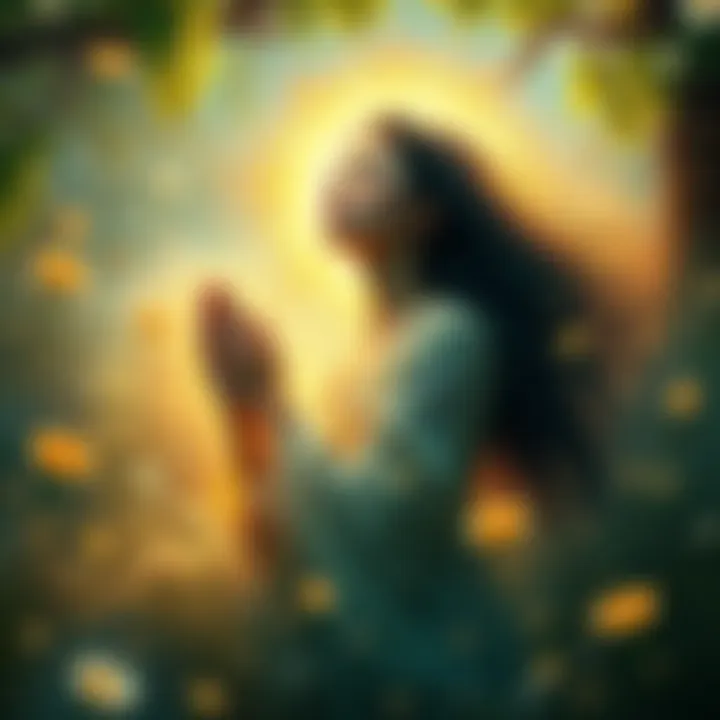 A serene image of a woman surrounded by nature, embodying nurturing qualities and balance between masculine and feminine energies.