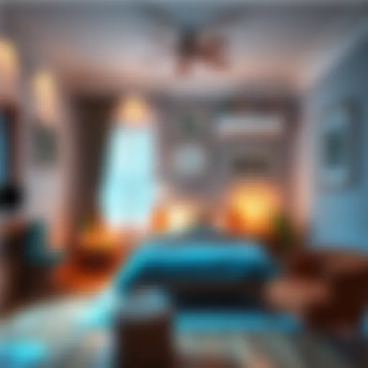 A cozy living space arranged according to Feng Shui principles, showcasing a desk, bed, and nightstand in harmonious positions.