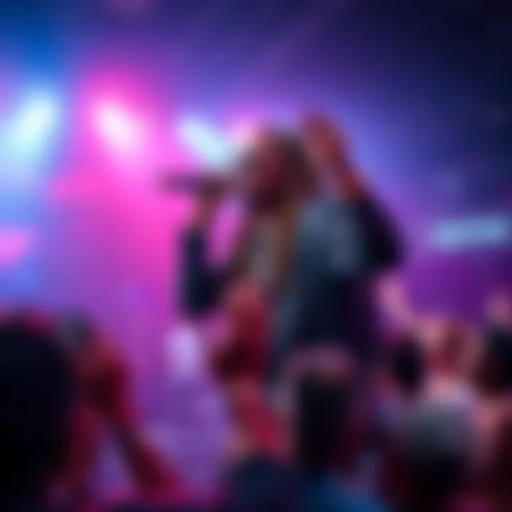 Fetty Wap on stage during a concert, engaged with fans, showcasing his signature style and energy