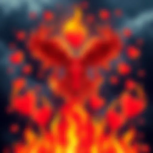 A vibrant illustration of an Aries symbol surrounded by flames and hearts, symbolizing boldness and love, capturing the spirit of the Aries zodiac sign.