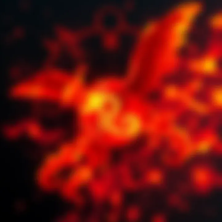 A burst of fiery colors symbolizing heightened emotions and creativity with astrological symbols in the background