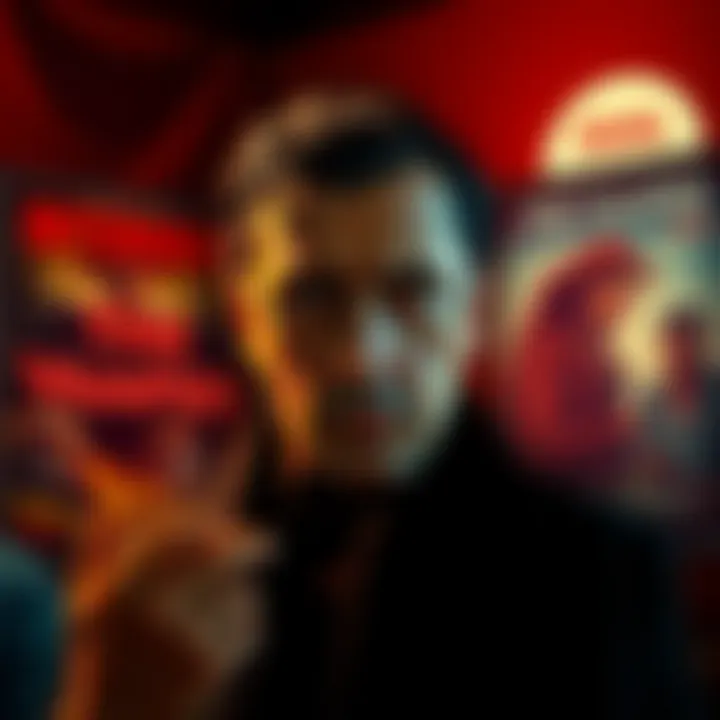 A movie scene showing a vampire character with a confused expression, surrounded by film posters of 'Interview with a Vampire' and 'Interview with THE Vampire'.