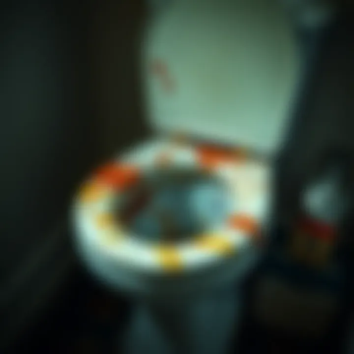 A dirty toilet with clogged water and stains, illustrating the theme of recurring nightmares.