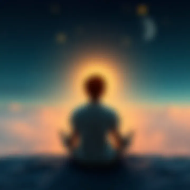 Finding Inner Peace A person sitting peacefully in a serene environment, illustrating the journey to control desires and achieve balance.