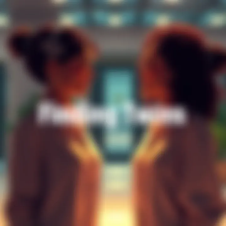 A joyful moment of two individuals meeting, celebrating their connection as they stand together in a cheerful environment.