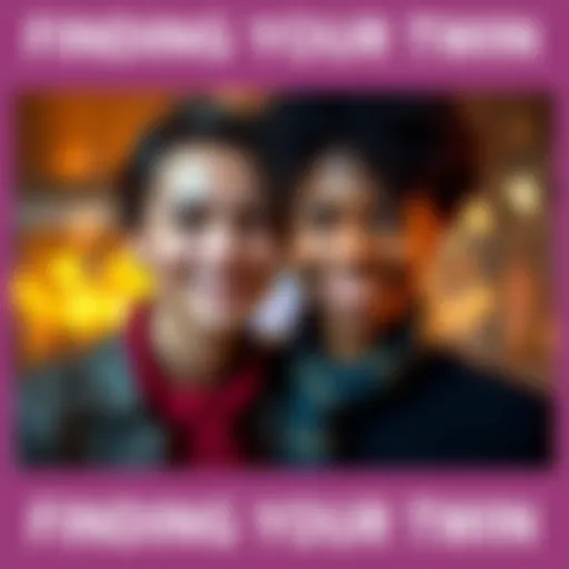 A pair of individuals who resemble each other, smiling and posing for a photo, showcasing their striking similarities, representing the concept of finding your twin