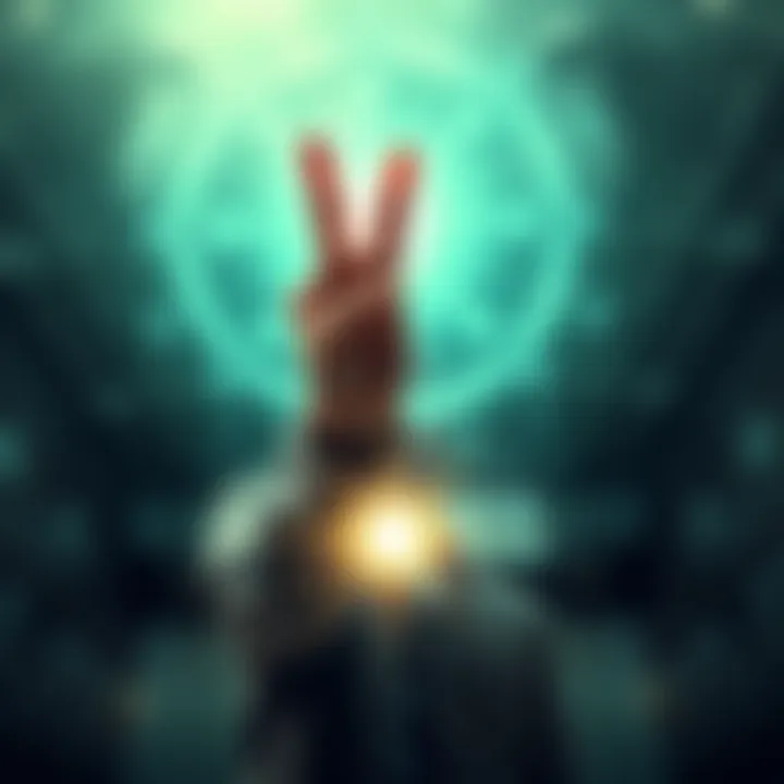 Person snapping fingers for protection A person stands with their hand raised, snapping their fingers three times, surrounded by a glowing aura to symbolize protection