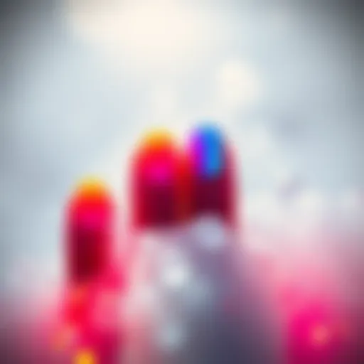 Fingernails showing a beautiful gradient effect after exposure to hot bubble bath water