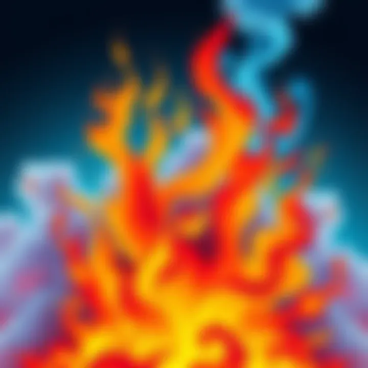 Fire and Air Signs Connection A vibrant illustration showing flames and clouds intertwining, symbolizing the connection between fire and air signs in astrology.