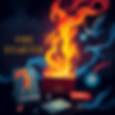 A vibrant digital oracle deck featuring original artwork representing fire signs. Cards are displayed with energetic designs, suitable for tarot readings and self-discovery. Bright colors reflect pass...