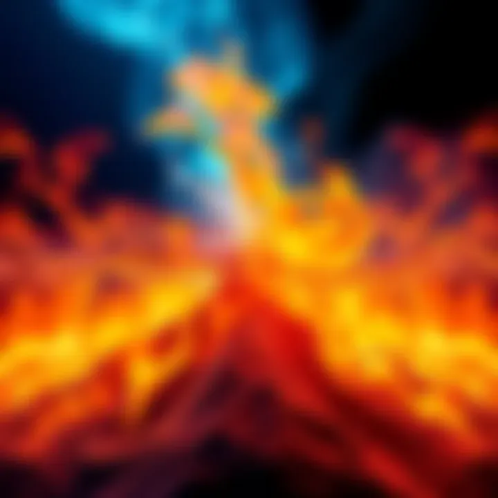 An artistic representation of fire and water elements merging together, symbolizing their astrological connection.