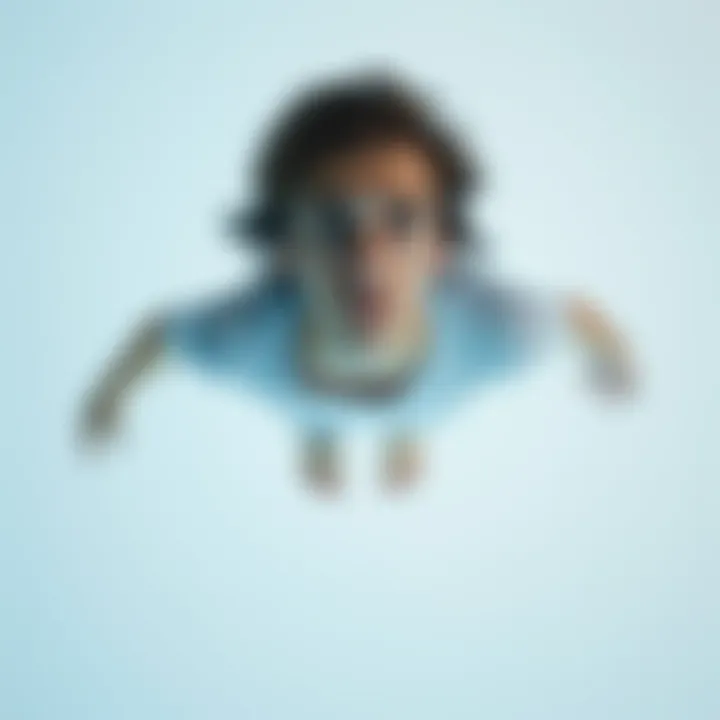 A person floating in a plain white space, looking confused during their first lucid dream.