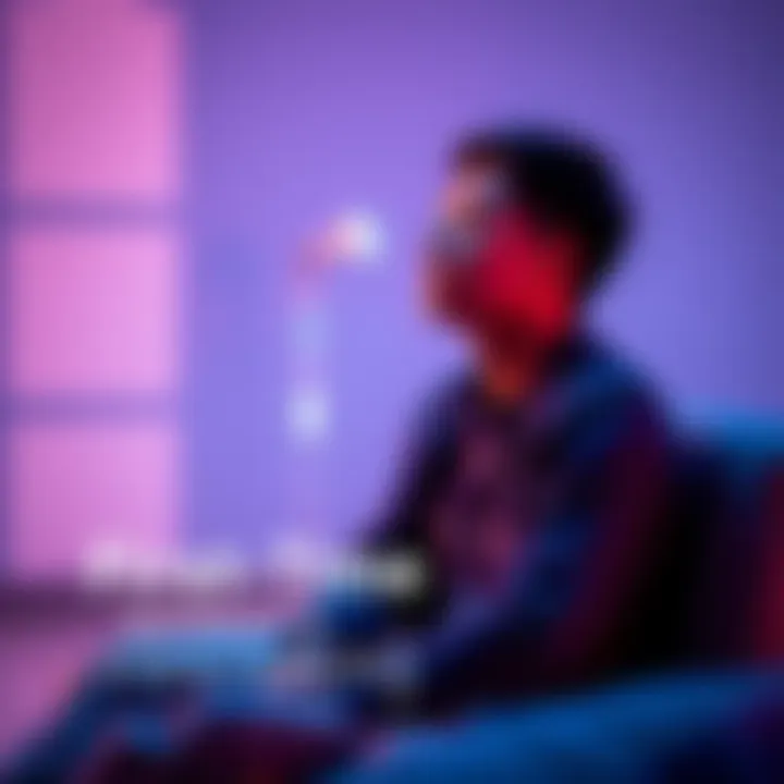 A person sitting quietly with eyes closed, practicing remote viewing, surrounded by soft light and calming atmosphere.
