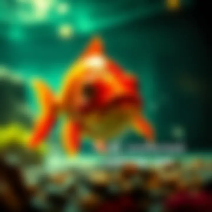 A red fish with a cheeky expression claims to tell lies in a playful scene