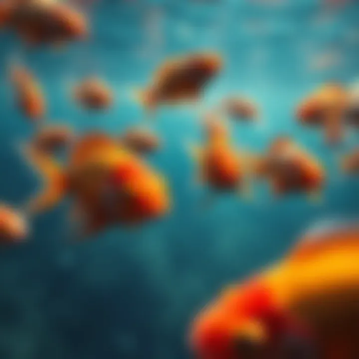 A group of colorful fish swimming calmly in clear water, symbolizing tranquility and inner peace.