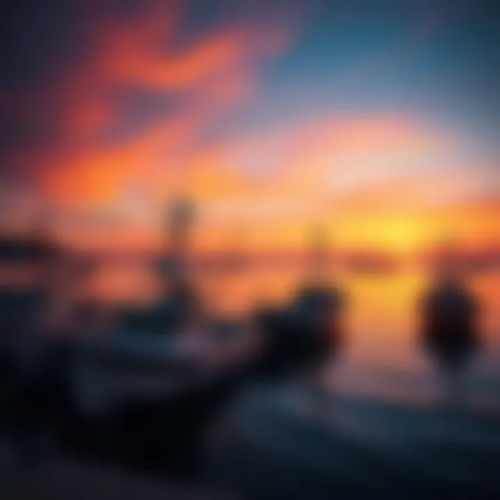 Several fishing boats anchored near a coastline during sunset, reflecting the growth of the fishing industry in Europe.