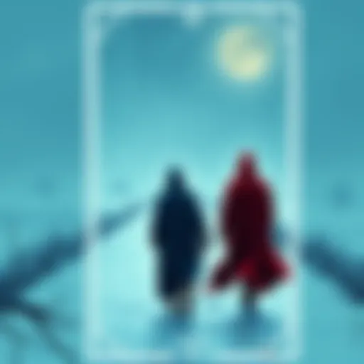 A Five of Pentacles tarot card showing two figures walking in the snow, reflecting feelings of isolation and abandonment.