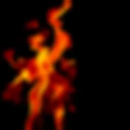 Close-up of vibrant flames dancing in darkness, showcasing their movement and color variations.