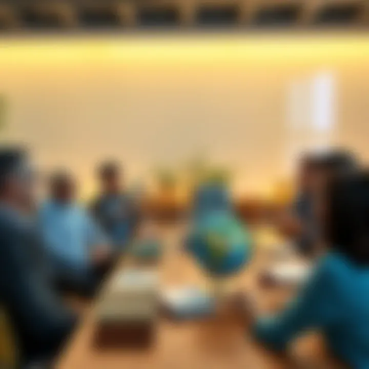 Group of people discussing flat Earth beliefs in a casual setting, with a globe and books on a table
